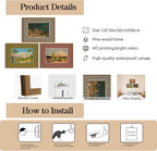 Framed Vintage Western Nature Landscape Wall Art Set of 3, Striped Postcards - Image 5