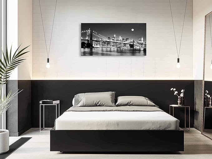 Baisuart-Q30350 Brooklyn Bridge Night View 1 Panels Landscape Artwork Canvas - Image 3