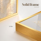 Framed Modern Luxury Wall Art for Living Room, Large White and Gold Leaf - Image 5