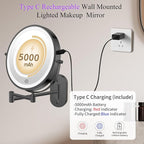 FUNTOUCH 20X/3X Rechargeable Wall Mounted Makeup Vanity Mirror - Image 3