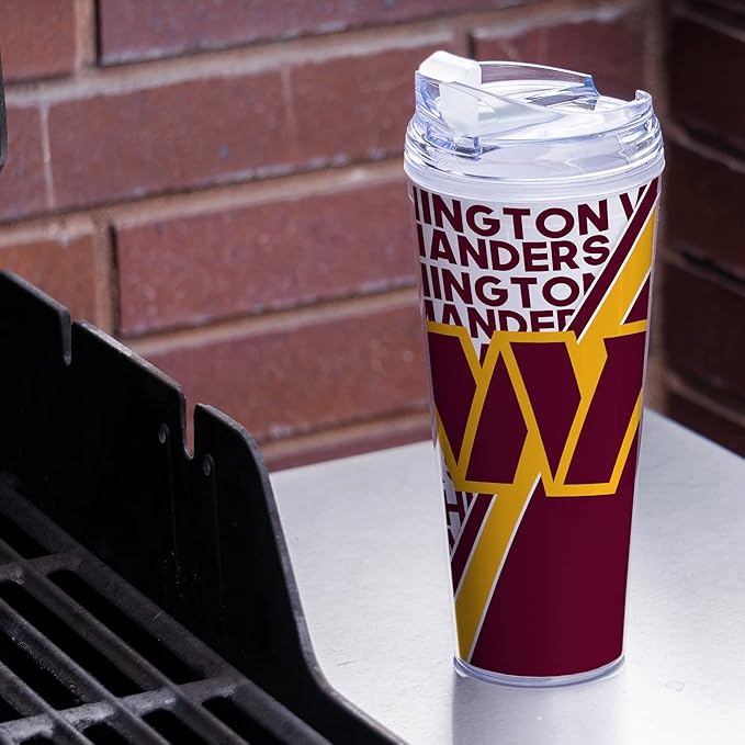 NFL Football 24oz Acrylic Tumbler with Hinged Lid, Officially Licensed Double Wall Tumbler for NFL Fans