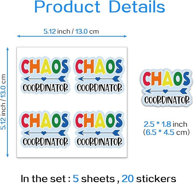 YAZMEEN 20 Pcs Funny Nurse Stickers 2.5'' Colorful Chaos Coordinator Medical Stickers Funny Appreciation Gifts for Nurse Doctor Teacher Coworker Nursing Stickers Decals for Water Bottle Laptop Phone