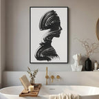 Modern Framed Black and White Abstract Wall Art, Minimalist Elegant Canvas - Image 2