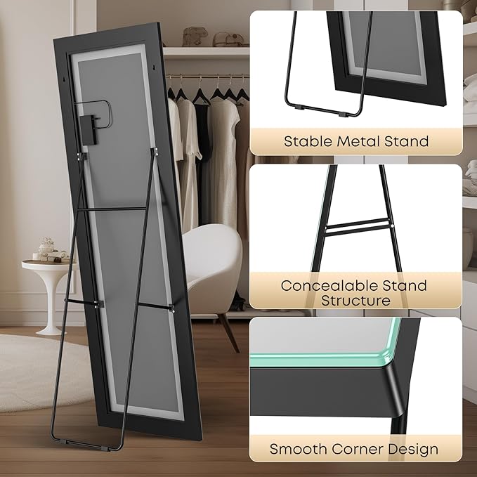 Kosmonia 71x28 Frameless Full Length Mirror, Dimmable 3 Color LED Light - Image 7