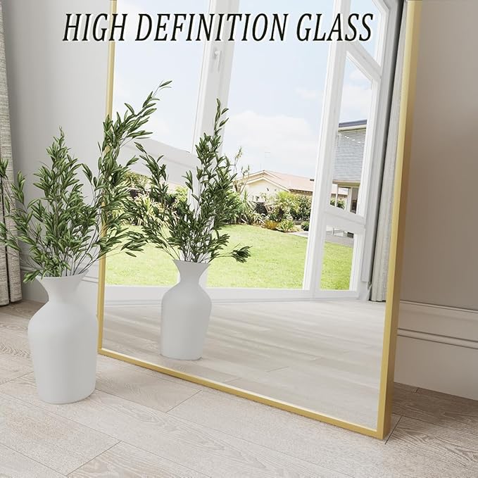 Dewfig Arched Gold Full Length Mirror, Full Body Mirror - Image 6
