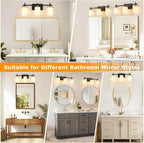 3-Lights Black and Gold Bathroom Lighting Fixtures Over Mirror, Anti-Rust - Image 7