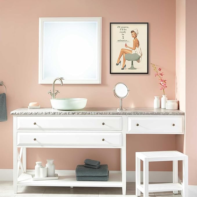Boho Sage Green Bathroom Poster Vintage 70s Pin Up Girl Wall Art 24X36 inch - Image 5