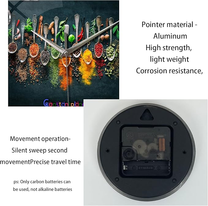 Kitchen Wall Clock Battery Operated 12 Inches Round Decorative Clocks - Image 8