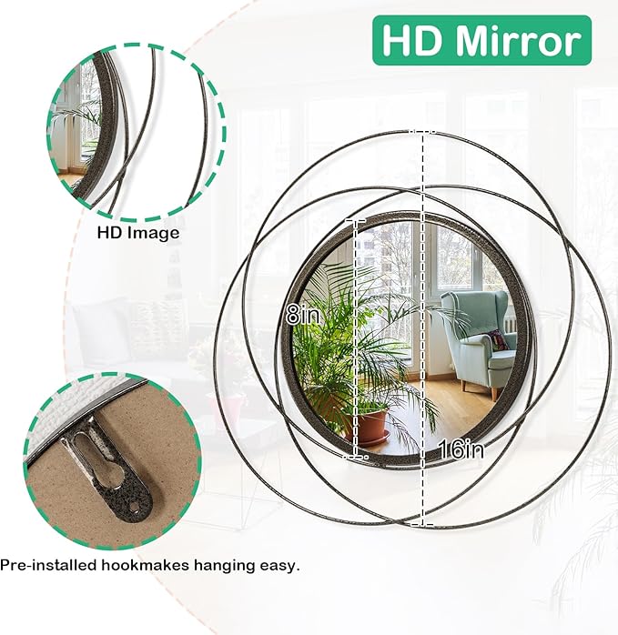 Circle Mirror Wall Decorative Metal Mirror Art Small Round Wall-Mounted Mirror - Image 7