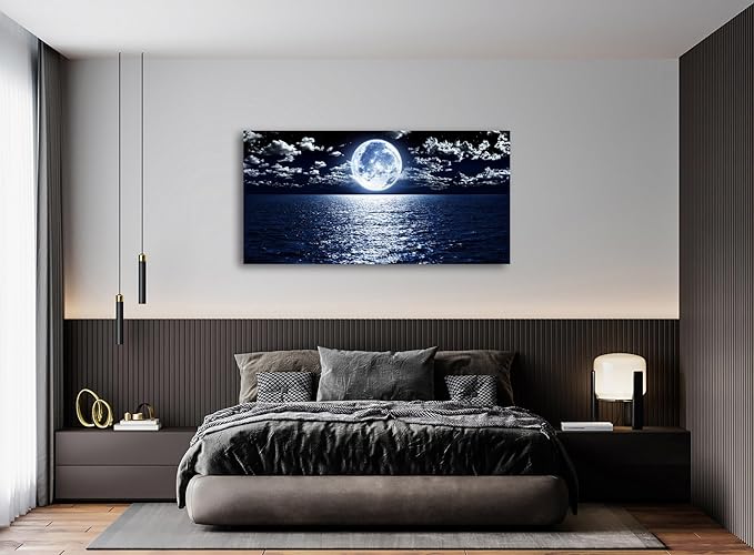 Cao Gen Decor Art S06962 Wall Art Canvas Prints Moon Sea Ocean Landscape 1 - Image 7