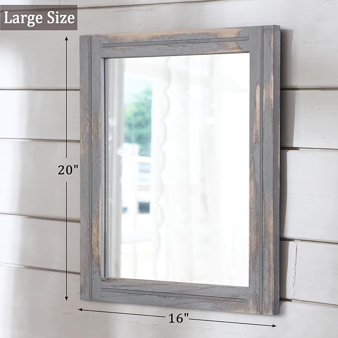 AAZZKANG Wood Framed Mirror Rectangular Rustic Wall Mirrors Decorative Large - Image 2