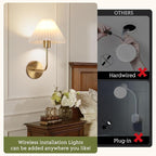 Wireless Wall Sconce Sets of 2, Pleated Shades Rechargeable Battery Operated - Image 8