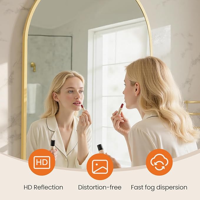 Sweetcrispy 24"x36.5" Arched Gold Bathroom Mirrors - Image 3