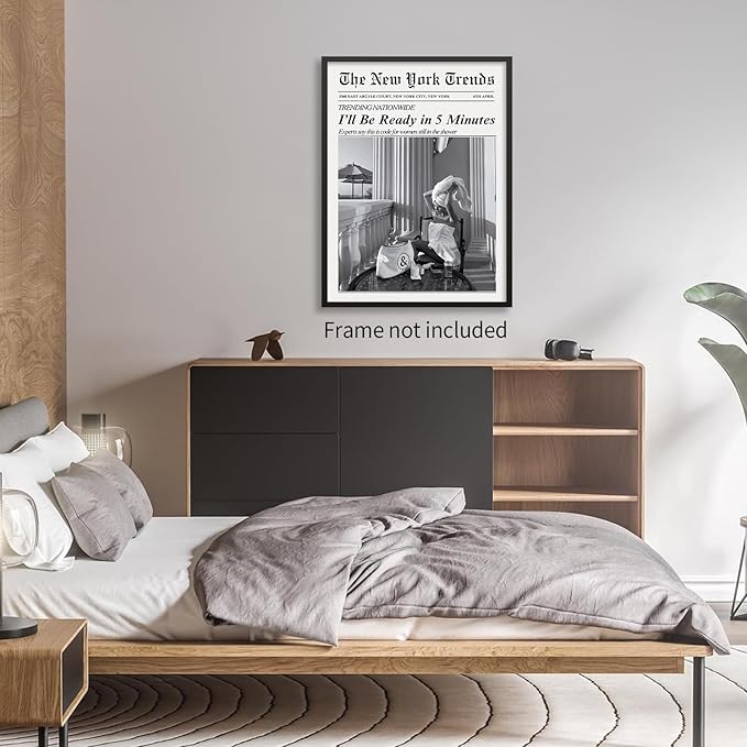 Vintage Newspaper Wall Art Trendy Black and White Aesthetic Posters Funny I'll - Image 4