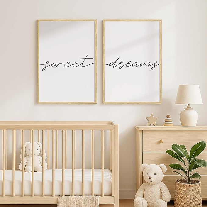 Framed Sweet Dreams Wall Art for Bedroom Decor, Modern Black and White - Image 3