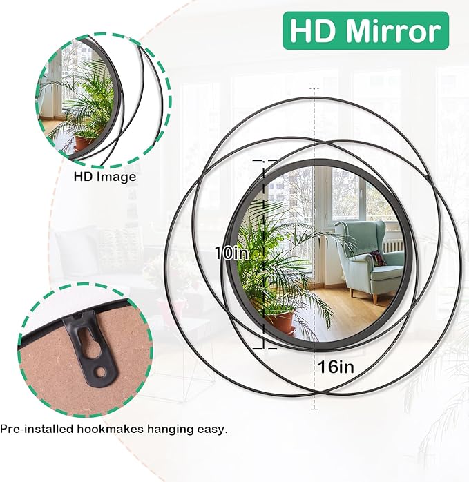 Mirrors Wall Decor Iron Frame Round Art Wall Mirrors Home Decoration Hanging - Image 7