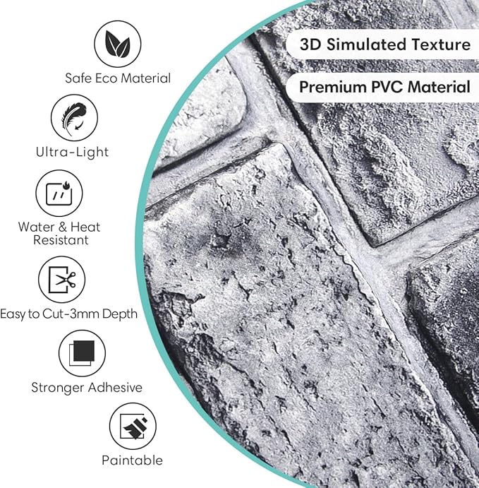Commomy 3D Faux Brick Wall Panels Peel and Stick - Image 3