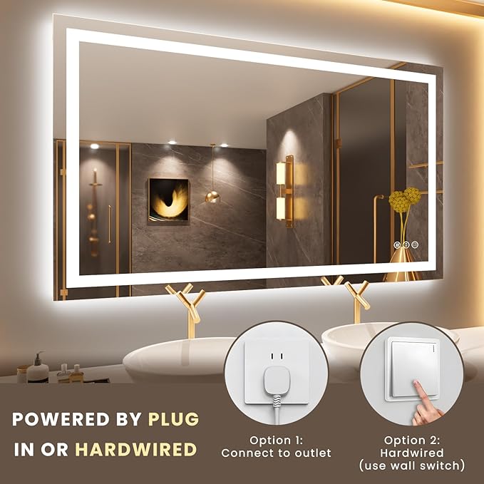 LOAAO 50"X30" LED Bathroom Mirror - Image 7