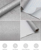 Abyssaly 15.7 inch X 118 inch Silver Grey Wallpaper Embossed Self Adhesive Peel - Image 7