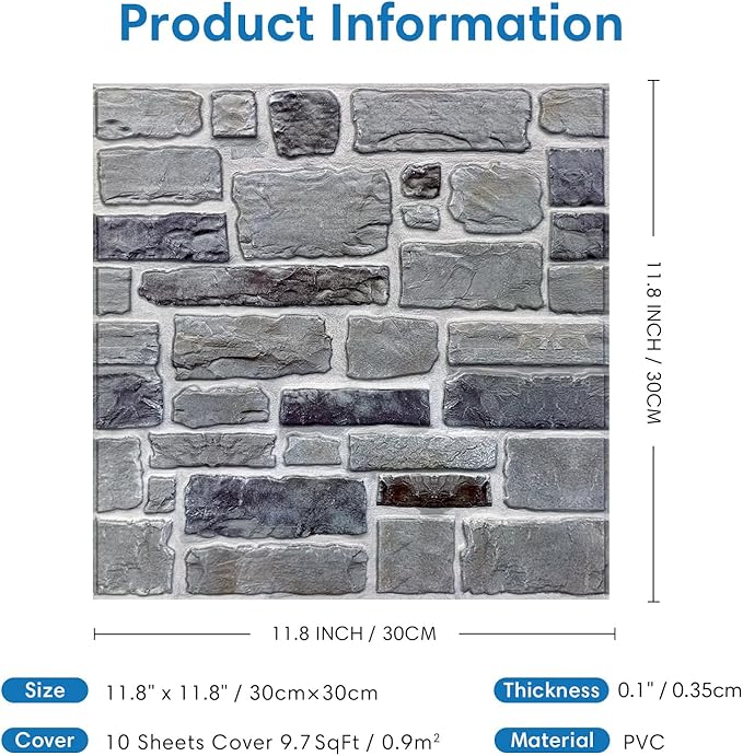 COMSTICKC 3D Faux Stone Wall Panel Peel and Stick Wall Tiles, Ultra-Light Thin - Image 5