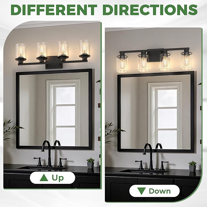 DORESshop Bathroom Light Fixtures, 4-Light Black Bathroom Lighting Fixtures - Image 6