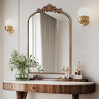 HQiJun Antique Gold Arched Baroque Mirror 24x36 - Image 8