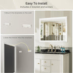 72x32 Inch White Bathroom Mirror - Image 6