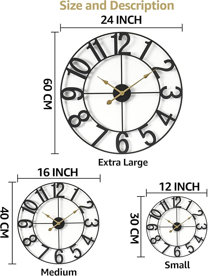 Sorbus Large Wall Clock for Living Room Decor - Image 8