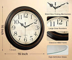 Vintage Wall Clock 16 Inch Quartz Silent Non-Ticking Analog Clock Battery - Image 3