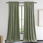 NICETOWN Sage Green Velvet Curtains 90 inches Long 2 Panels, Elegant and Sleek by NICETOWN