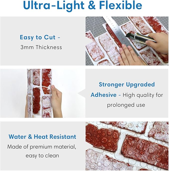COMSTICKC 3D Faux Brick Wall Panels Peel and Stick, Not Real Brick, Small Size - Image 5