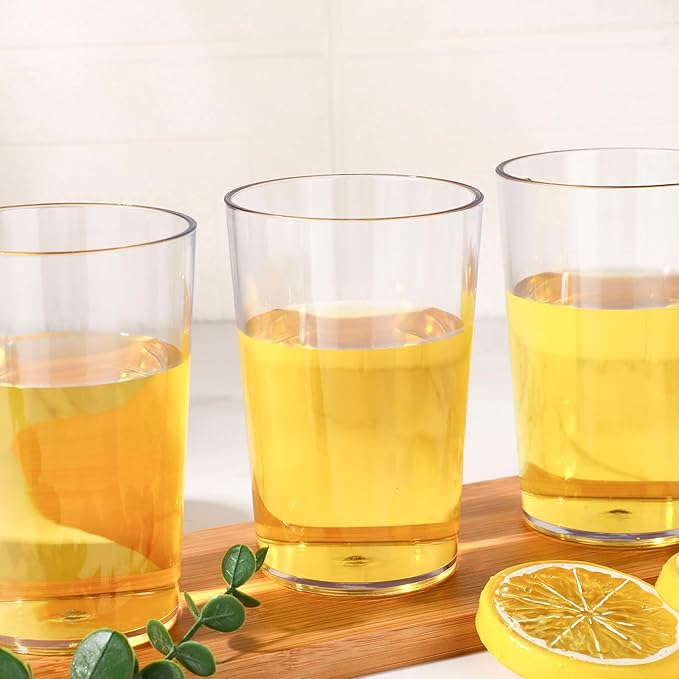 Meanplan Restaurant Grade 8 oz Plastic Cup Break Resistant Drinking Glasses Reusable Clear Cup Stackable Shatterproof Drink Tumblers for Cafe Party Catering Supplies(Clear,24 Pack)