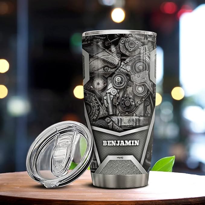 winorax Personalized Mechanic Travel Mug - Stainless Steel Insulated Coffee Tumbler With Lid - 20oz/30oz - Gifts for Birthday, Christmas, Father's Day