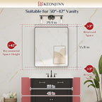 Keonjinn Gold Mirrors for Bathroom Sink, 30 x 36 Inch Rounded Rectangle Brushed - Image 7