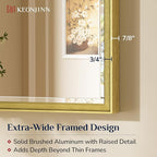 Keonjinn 24" x 32" Brushed Gold Bathroom Vanity Mirror, Aluminum Alloy Frame - Image 2
