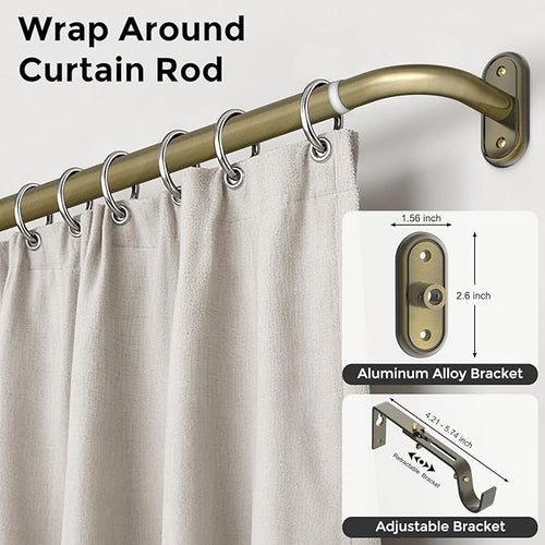 2 Pack Curtain Rods 32-46 Inch, Antique Bronze Wrap Around Blackout Curtain Rods - Image 2