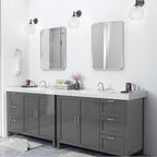 Silver Framed Bathroom Mirror, Brushed Nickel Rounded Corner Rectangle Wall - Image 2