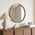 WallBeyond Circle Mirror with Wood Frame - Image 3