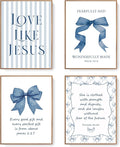 LARTSFRO Coquette Navy Blue Bow Jesus Wall Art Decor Posters, Inspirational by Unknown