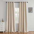 IGEMAEVE Beige Curtains 96 Inch Length 2 Panels Set, Light Filtering Curtains by IGEMAEVE