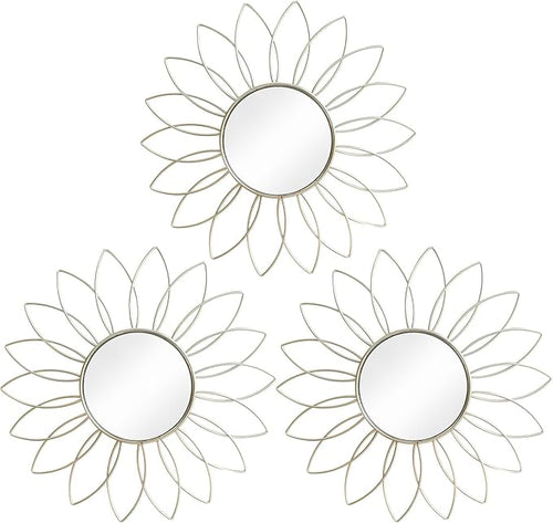 3 Pack Metal Mirrors for Wall Sunburst Wall Mirrors Home Décor Decorative by Uaussi