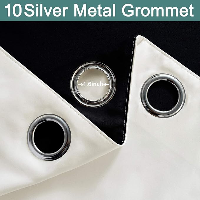 Yakamok Full Blackout Curtains 84 Inches Long, 2 Thick Layers Grommet Top - Image 6