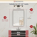 Keonjinn Black Bathroom Mirror for Vanity, Tempered Glass, Anti-Rust - Image 5
