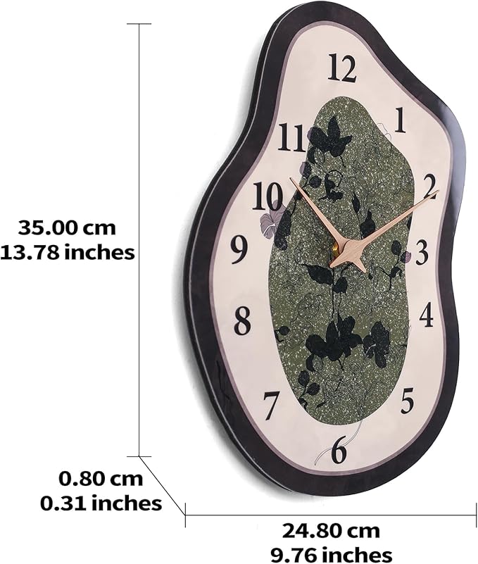 Mid Century Retro Irregular Shape Wall Clock, Silent Non-Ticking Battery - Image 7