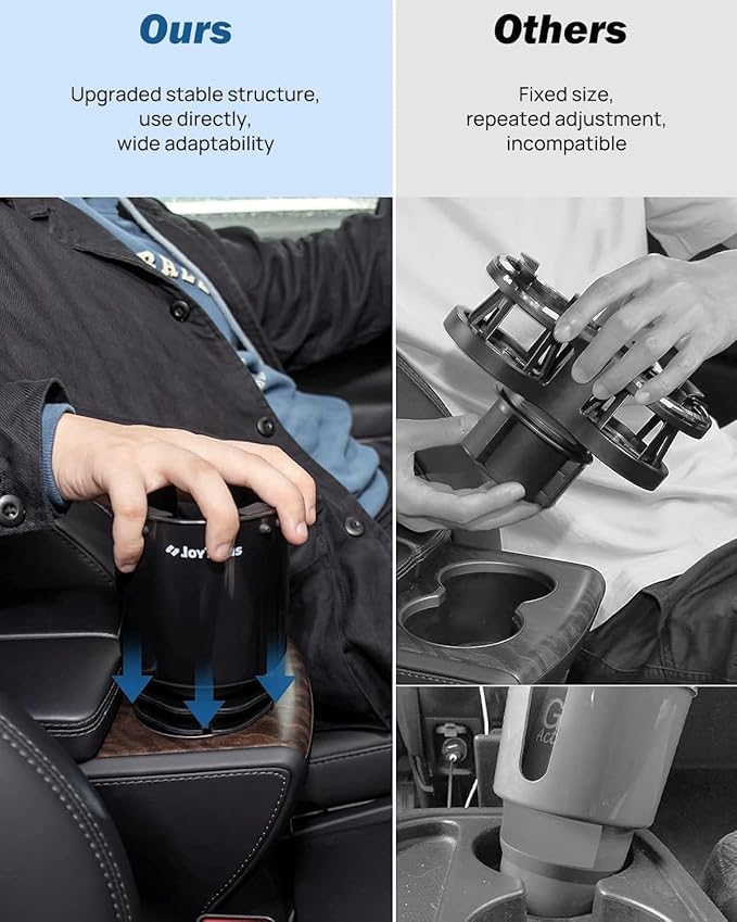 JOYTUTUS Cup Holder Expander for Car, 2 Pack Car Cup Holder Expander for YETI, Hydro Flask, Nalgene, Large Car Cup Holders Hold 18-40 oz Bottles and Mugs, Universal Car Cup Holder Adapter