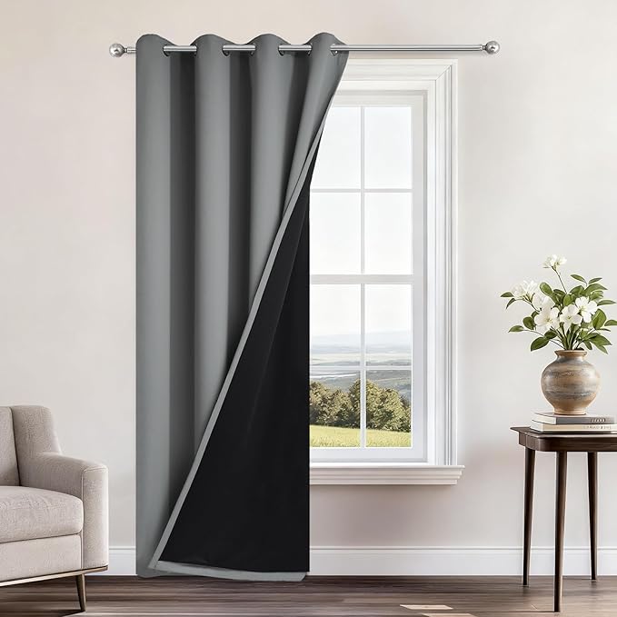 Yakamok 100% Blackout Curtains 96 Inches Long, 2 Thick Layers Heat and Full by Yakamok