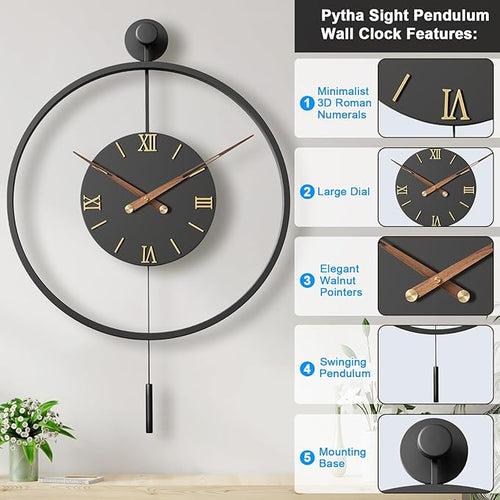 34.6×24 Inch Large Modern Decorative Oversized Pendulum Wall Clocks - Image 2