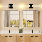 Black Modern LED Wall Sconces Set of Two 3000K-6000K Crystal Bathroom Sconce - Image 9