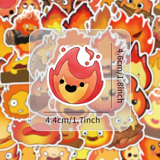 Flame Stickers 50 Pcs Vinyl Funny Cute Sticker for Laptop Water Bottle Motorcycle Computer Car Scrapbook Skateboard Snowboard Luggage,Waterproof Cartoon Small Flame Decals for Teens Girls Adults