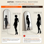 Antok 58" x21” Arched Full Length Floor Mirror, Free Standing/Wall Mount/Leaning - Image 9